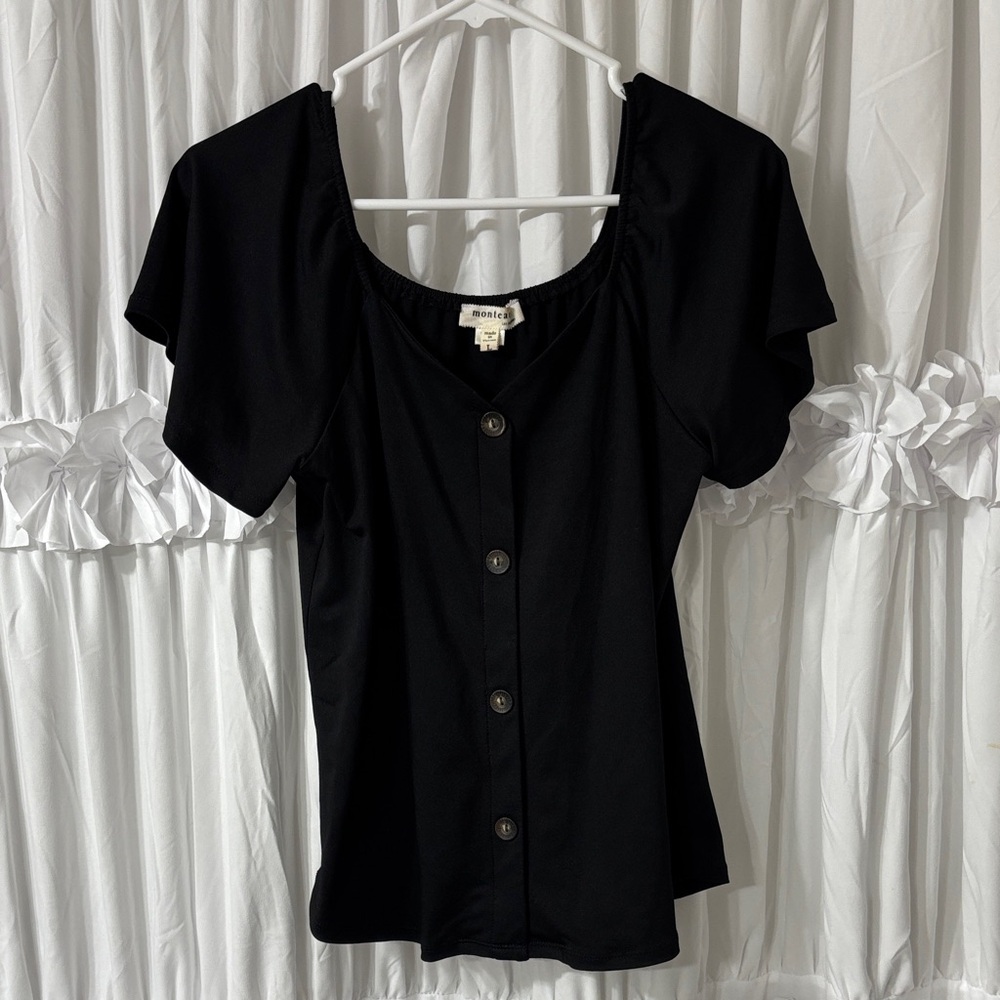 Women's Black Button-Down Top